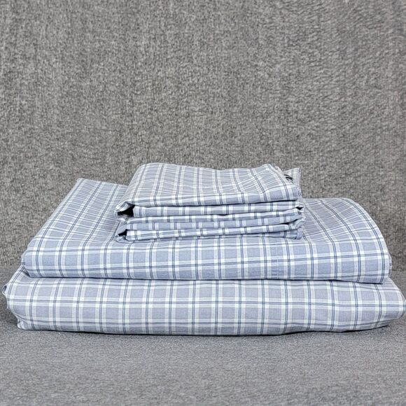 Tommy Hilfiger 4 Pc Sheet Set Blue Full Flat Fitted 2 Cases 14" Deep Pockets - Picture 3 of 9